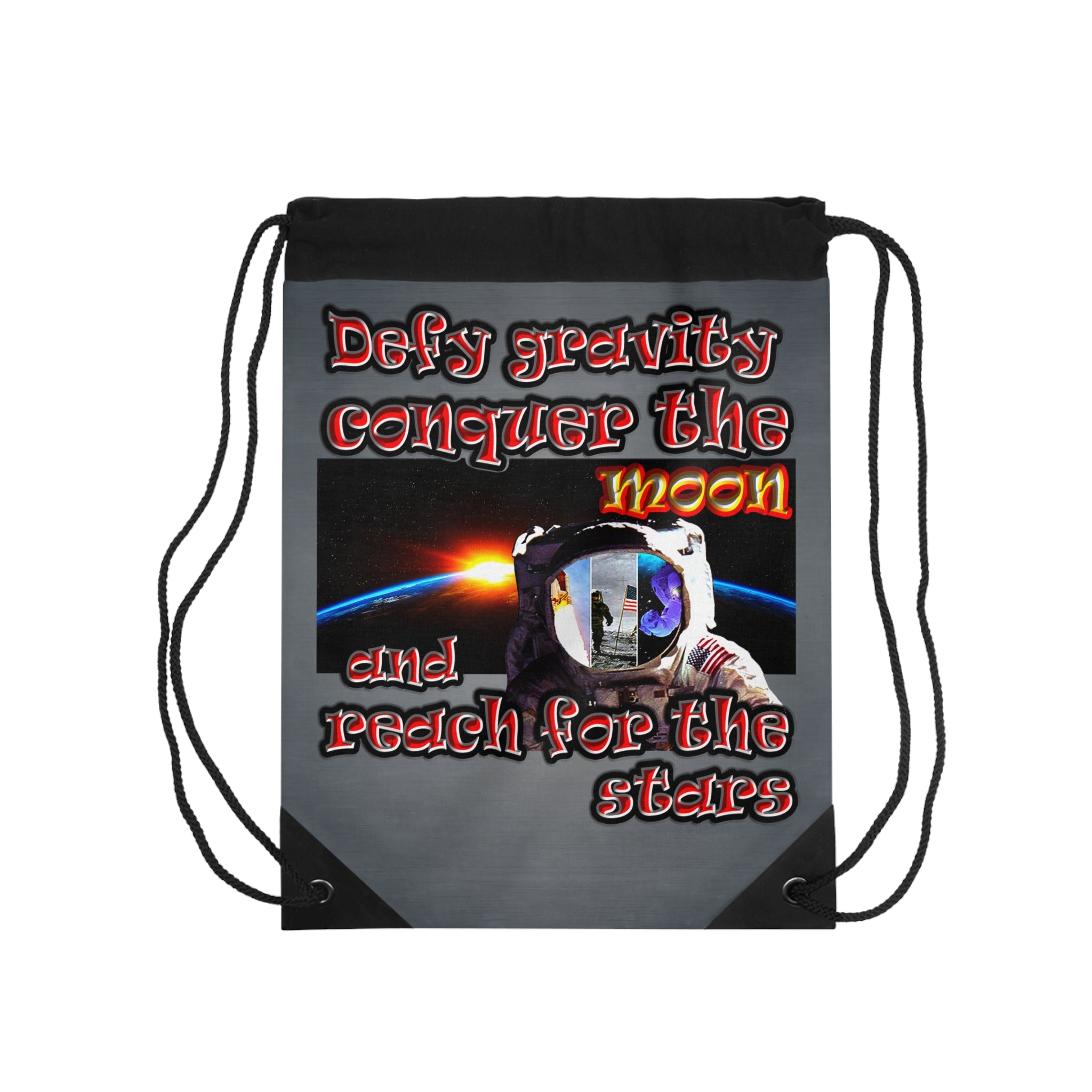 defy conquer reach - Drawstring Bag (grey-light grey)