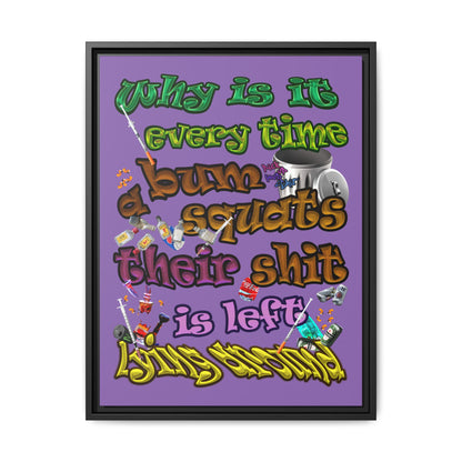 the bum's shit - framed canvas art (light purple)