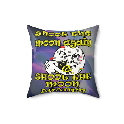 shoot the moon again - Faux Suede Square Pillow - (grey-pink wave)