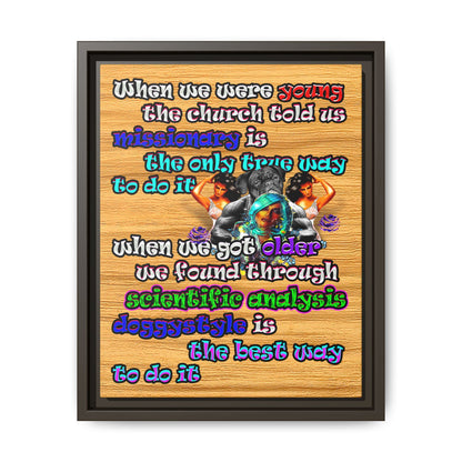 doggystyle - framed canvas art (butterscotch wood finish)