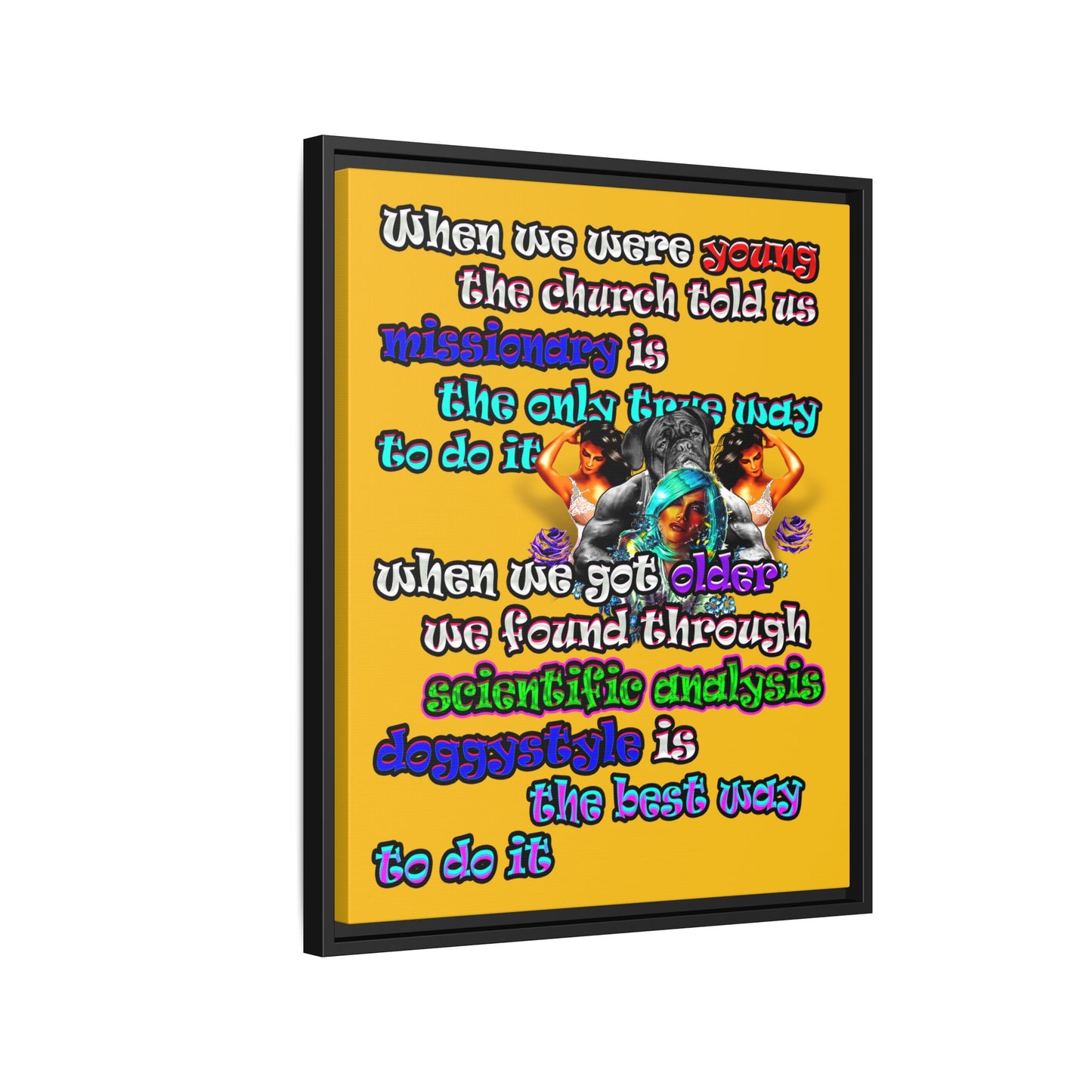 doggystyle - framed canvas art (yellow)
