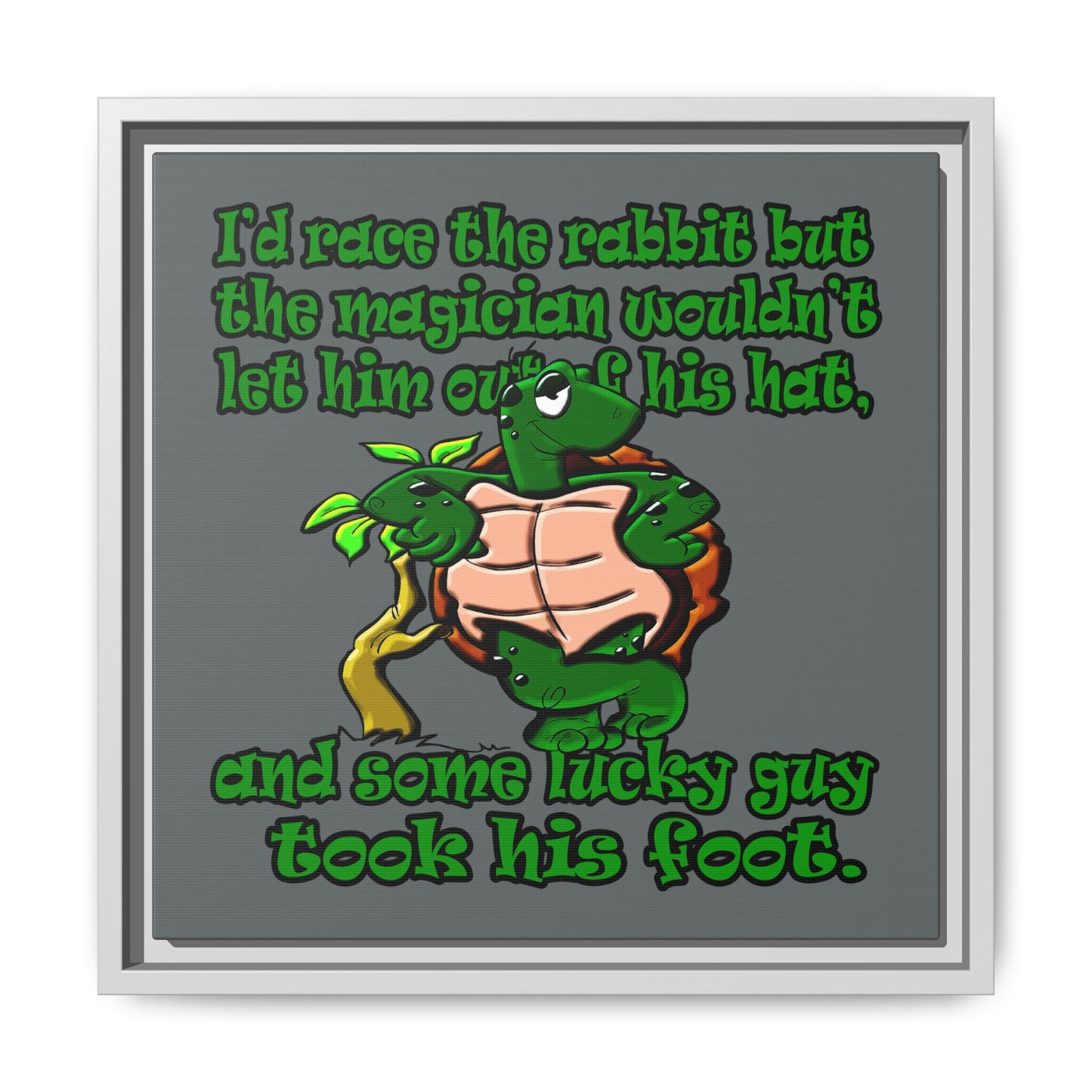 turtle race - framed canvas art (dark grey)