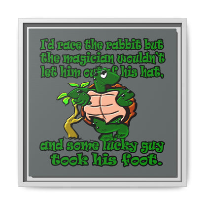 turtle race - framed canvas art (dark grey)