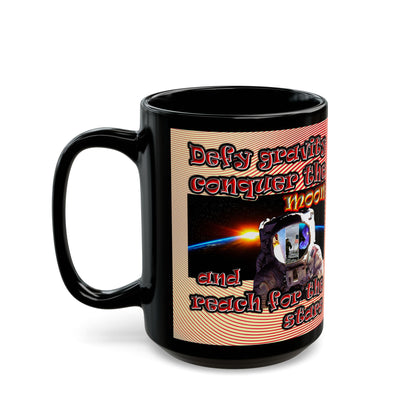 defy conquer reach - Black Mug (yellow-orange wave)