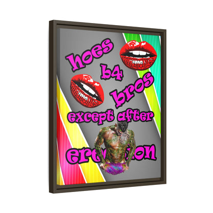 hoes b4 bros - framed canvas art (rainbow split)