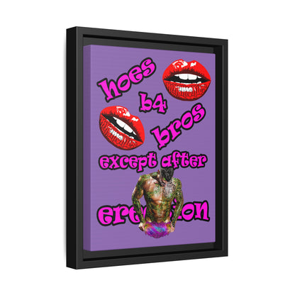 hoes b4 bros - framed canvas art (light purple)
