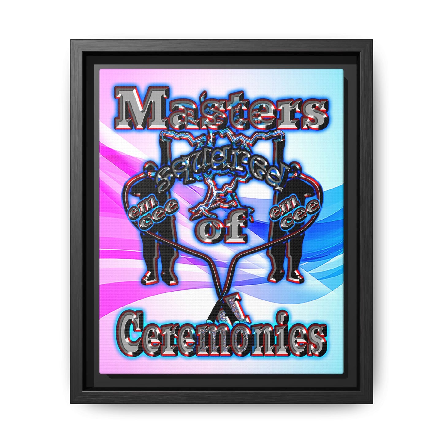 em cee squared - framed canvas art (light blue-pink wave)