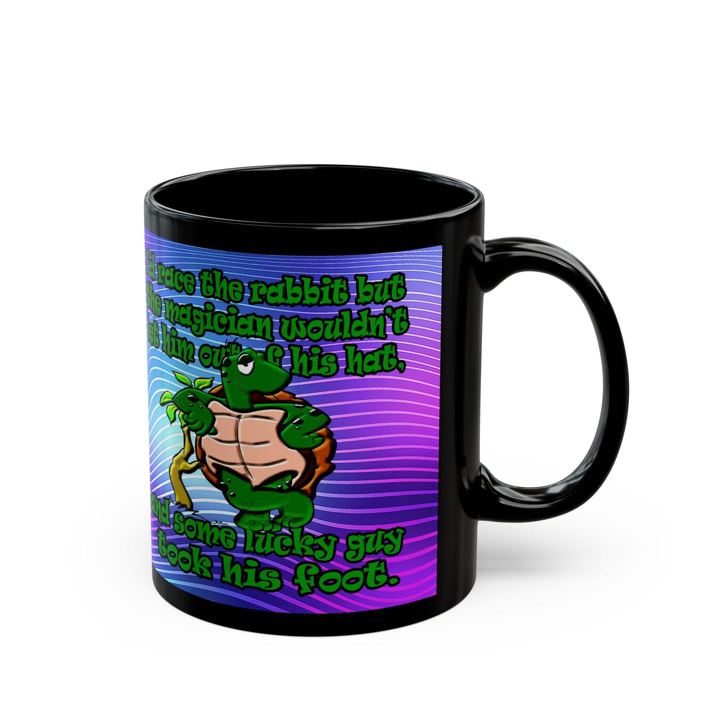 turtle race - Black Mug (purple wave)