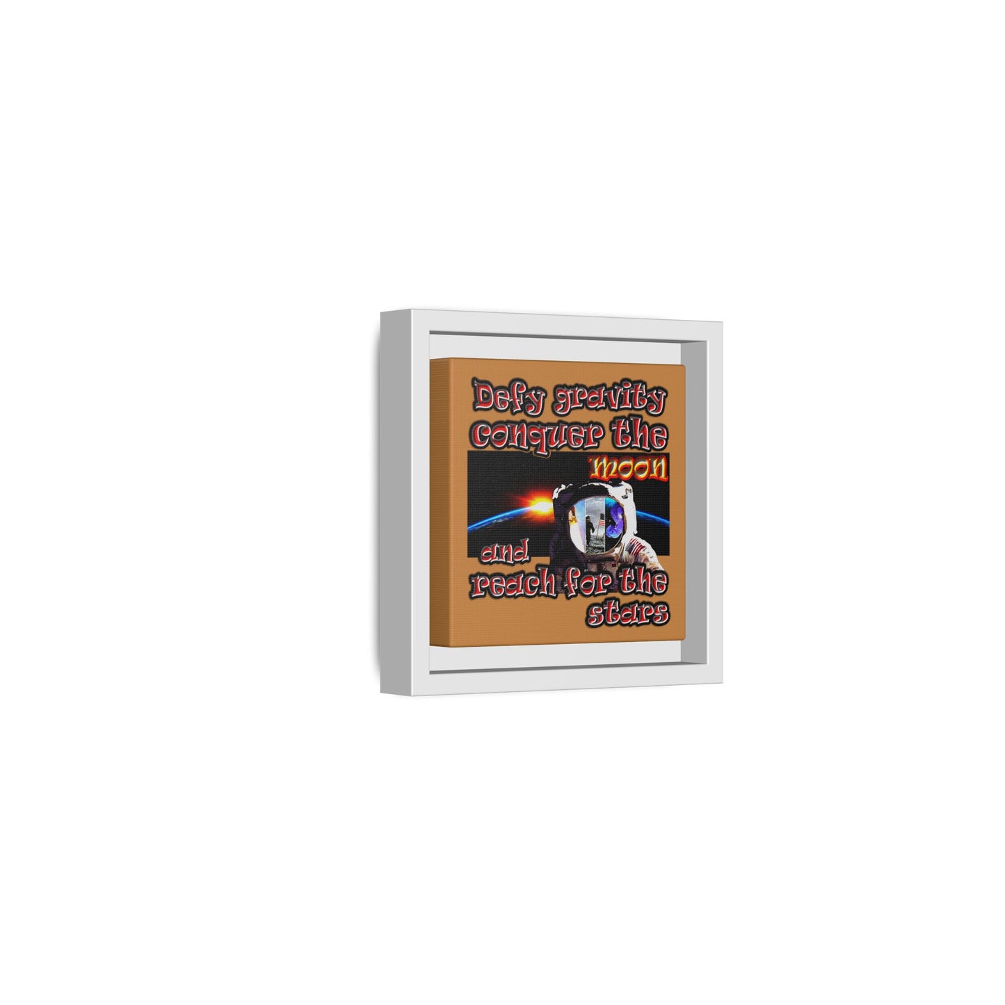 defy conquer reach - framed canvas art (light brown)