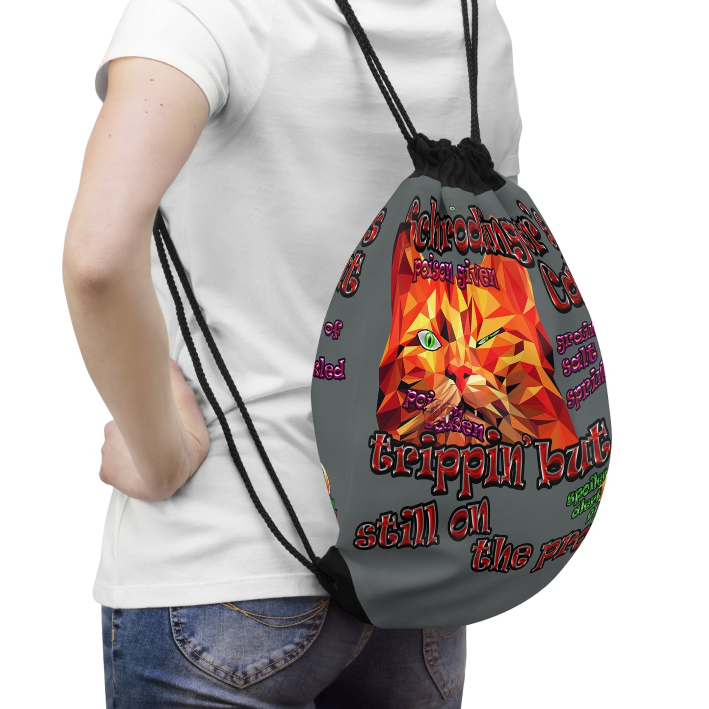 schrodinger's cat - Drawstring Bag (dark grey)