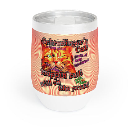 schrodinger's cat - Chill Wine Tumbler (yellow-orange wave)