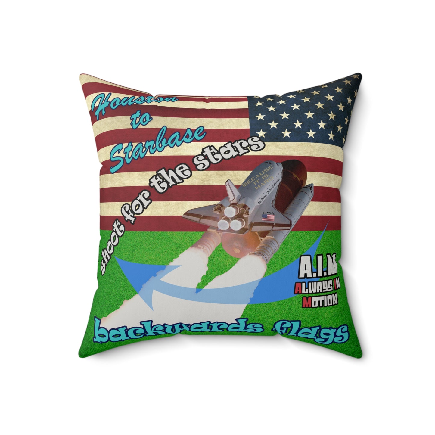 shoot for the stars - Faux Suede Square Pillow - (green turf)