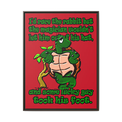 turtle race - framed canvas art (dark red)