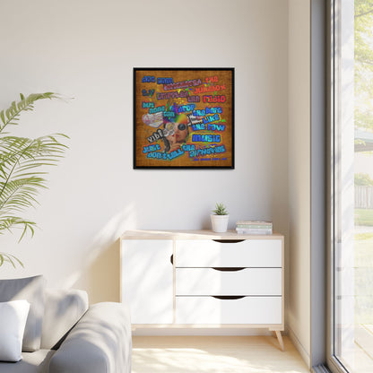 drop the beat - framed canvas art (brown papyrus)