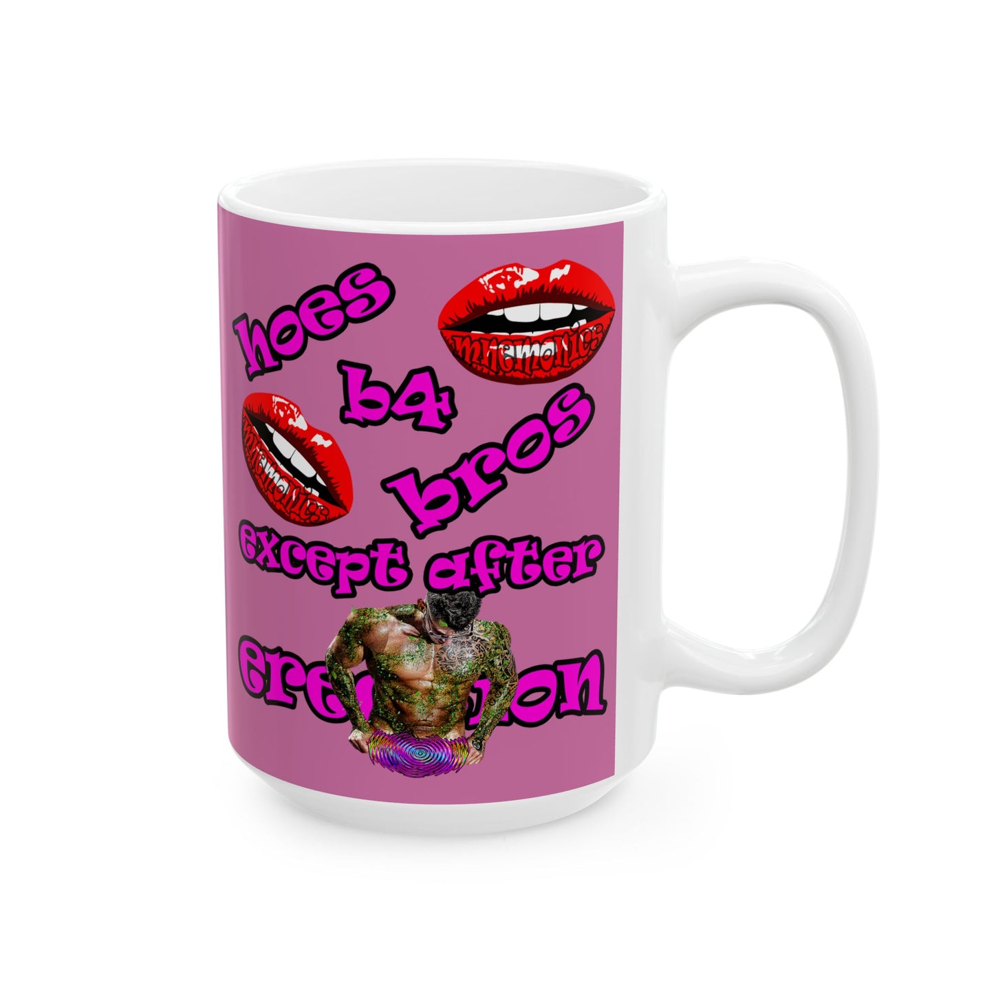 hoes b4 bros - White Mug (light pink)