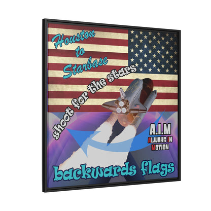 shoot for the stars - framed canvas art (grey-pink wave)