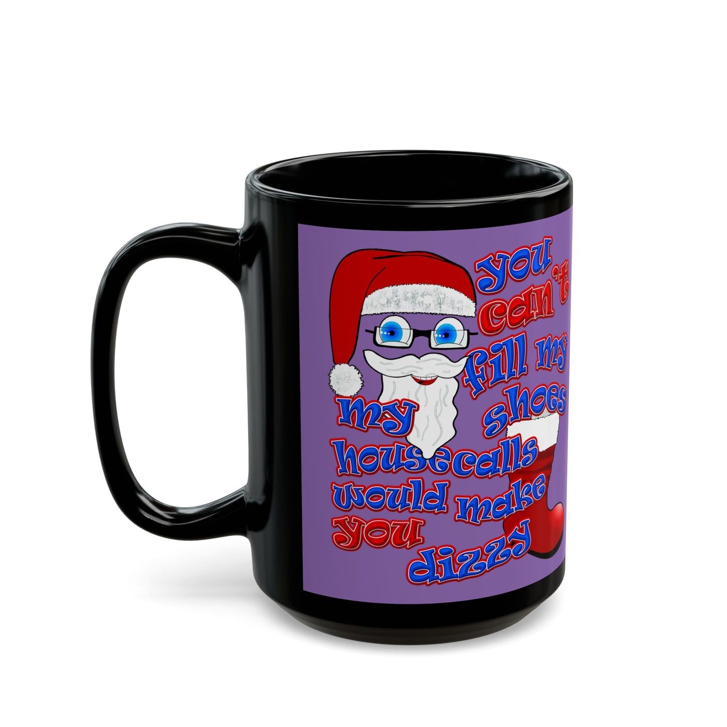 santa's shoes - Black Mug (light purple)