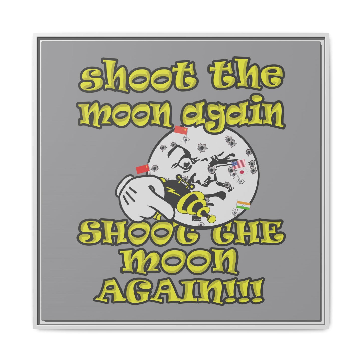 shoot the moon again - framed canvas art (grey)