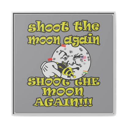 shoot the moon again - framed canvas art (grey)