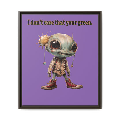 I don't care that your green - framed canvas art (light purple)