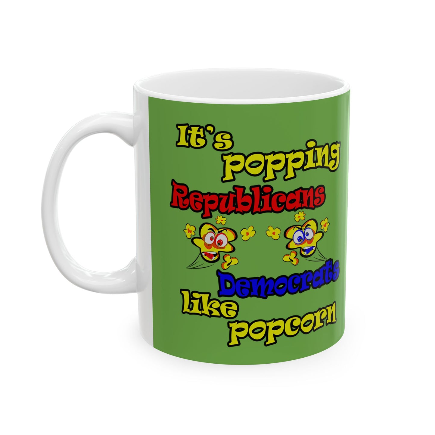 popping like popcorn - White Mug (green)