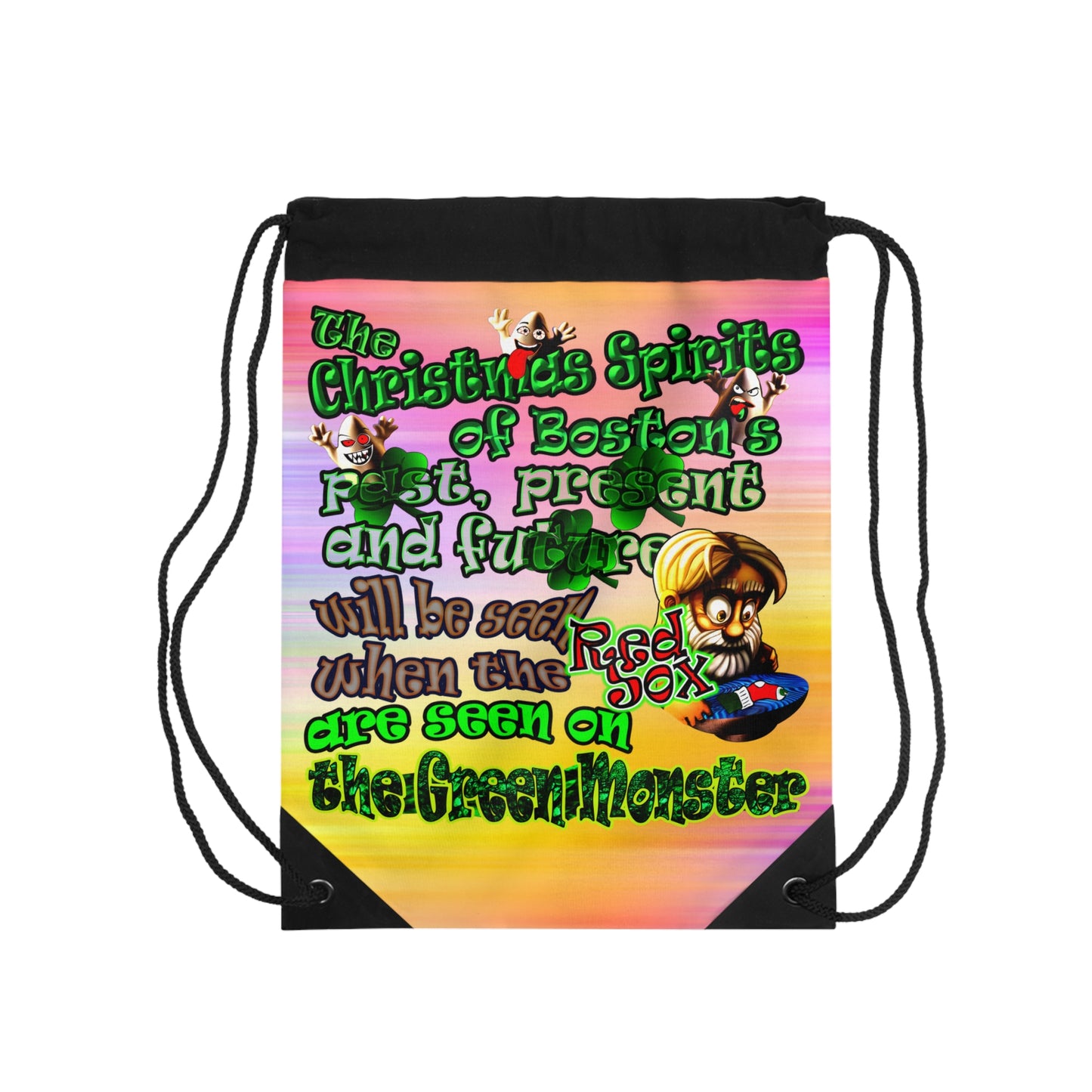 christmas spirits of boston - Drawstring Bag (color blur)