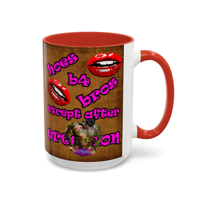 hoes b4 bros - Accent Mug (brown papyrus)