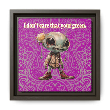I don't care that your green - framed canvas art (pink swirl)