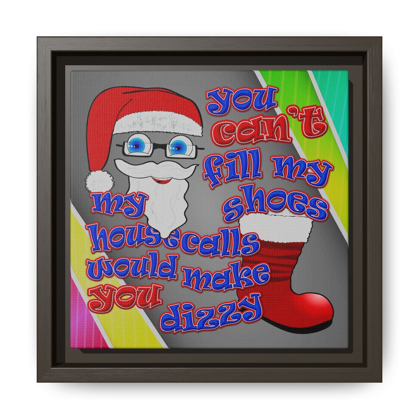 santa's shoes - framed canvas art (rainbow split)