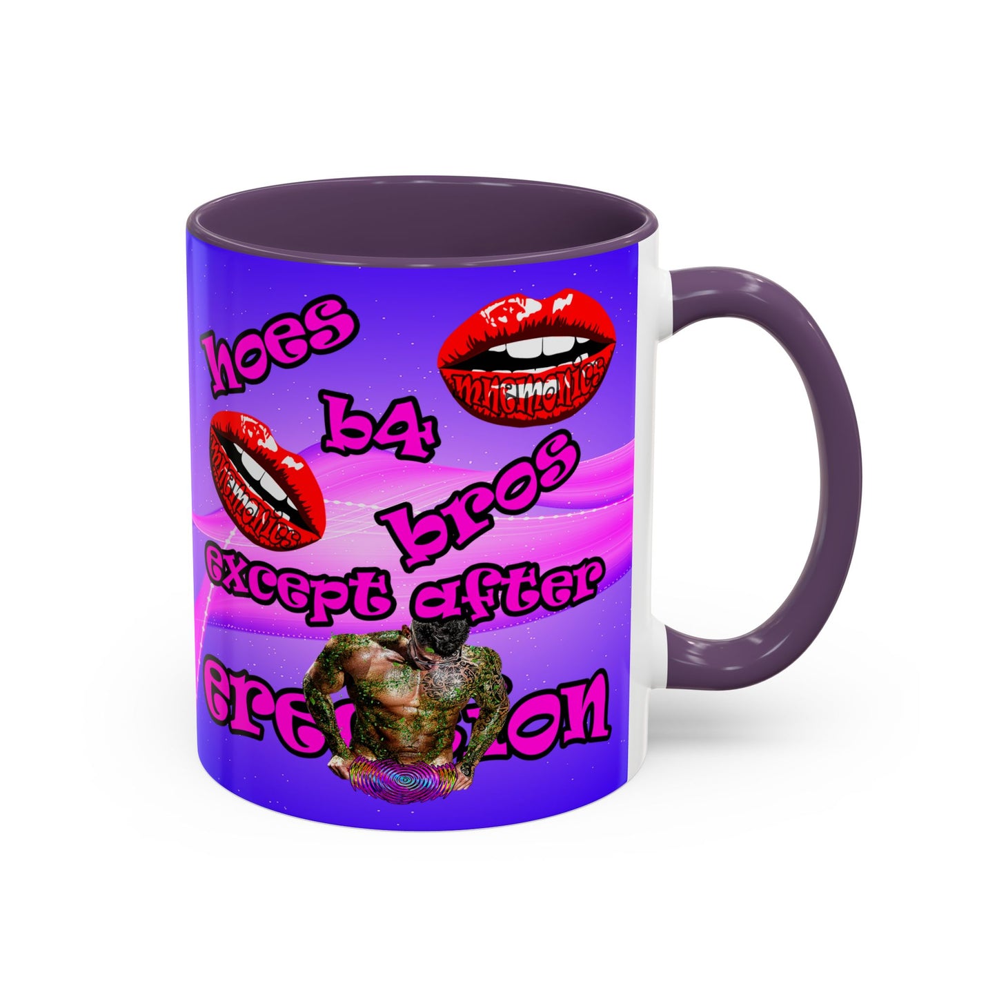 hoes b4 bros - Accent Mug (purple-pink wave)