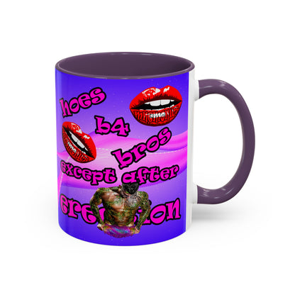hoes b4 bros - Accent Mug (purple-pink wave)