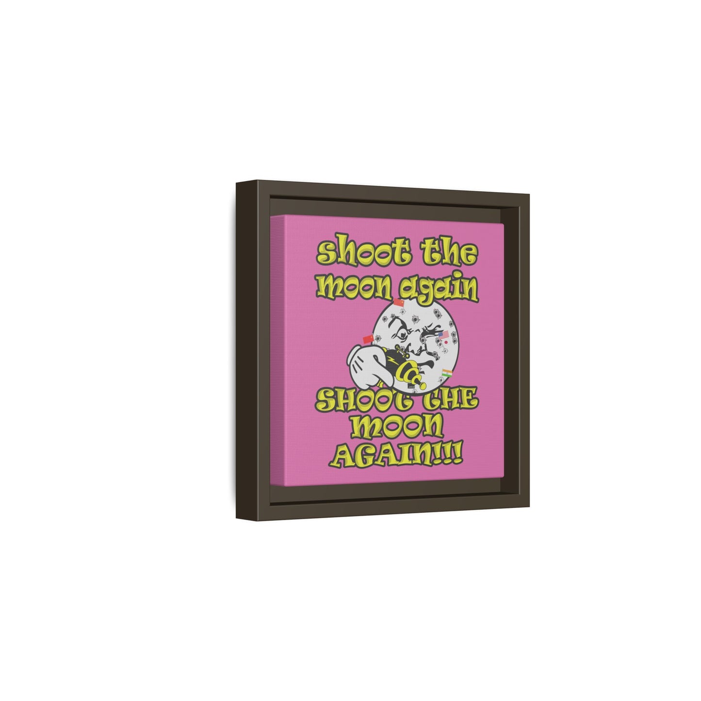 shoot the moon again - framed canvas art (light pink)