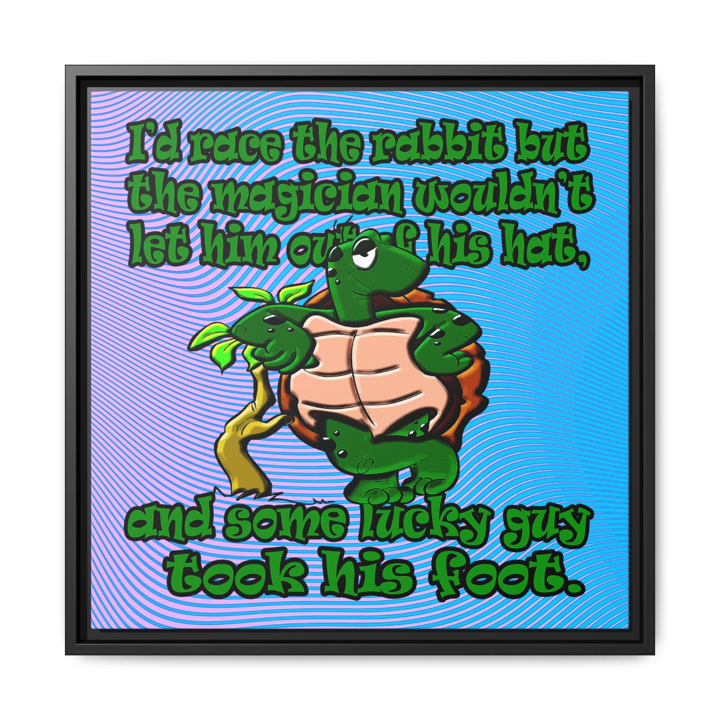 turtle race - framed canvas art (light blue-purple wave)