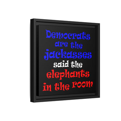 donkeys and elephants - framed canvas art (black)