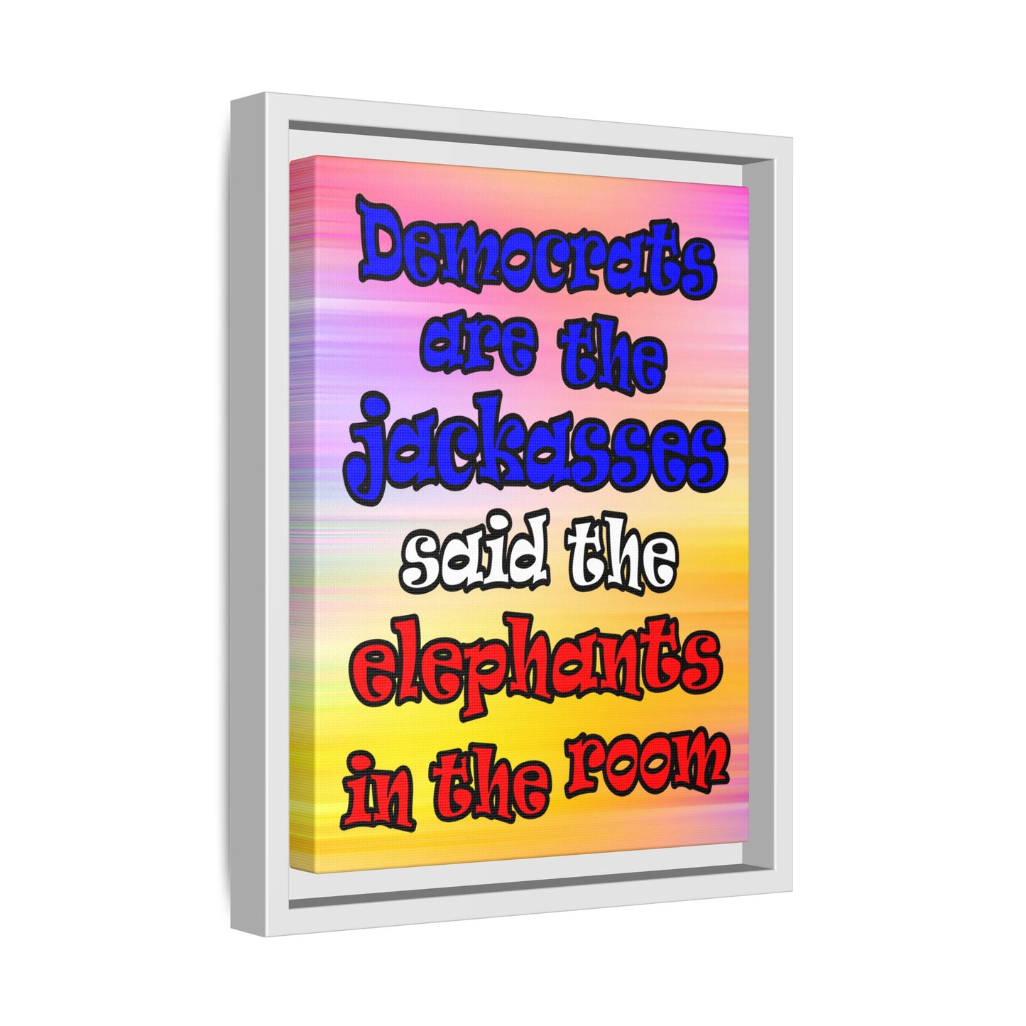 donkeys and elephants - framed canvas art (color blur)