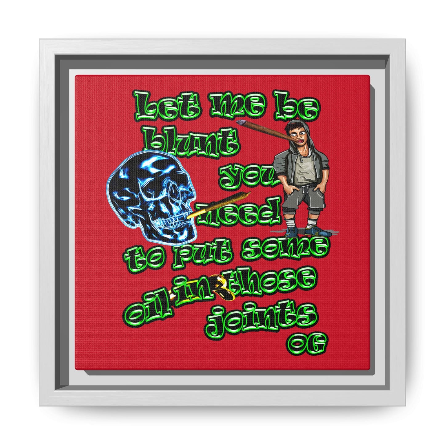 og - framed canvas art (dark red)