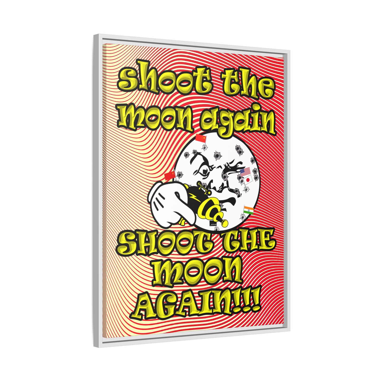shoot the moon again - framed canvas art (yellow-orange wave)