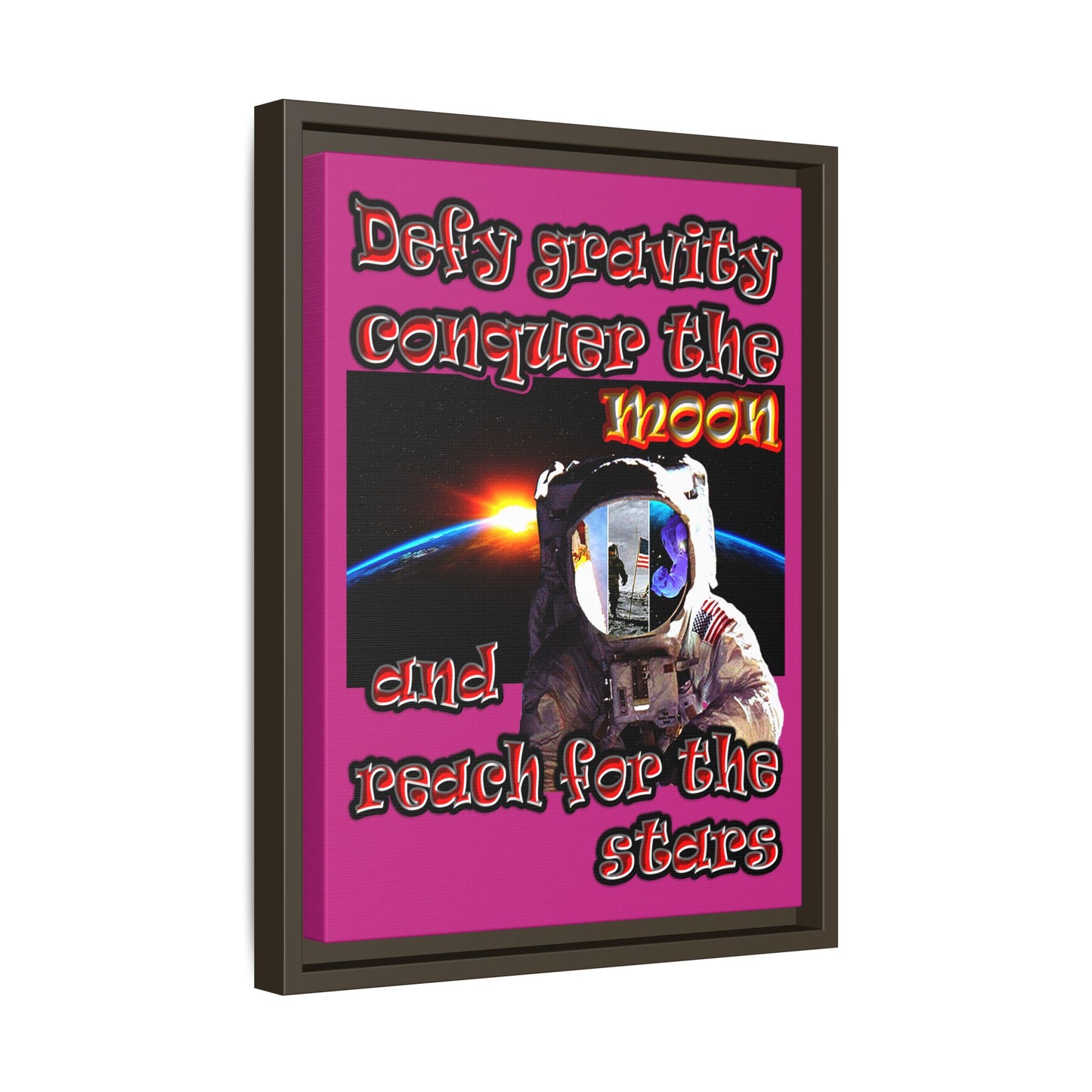 defy conquer reach - framed canvas art (pink)