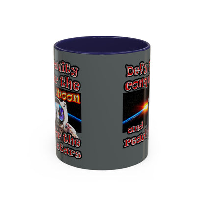 defy conquer reach - Accent Mug (dark grey)