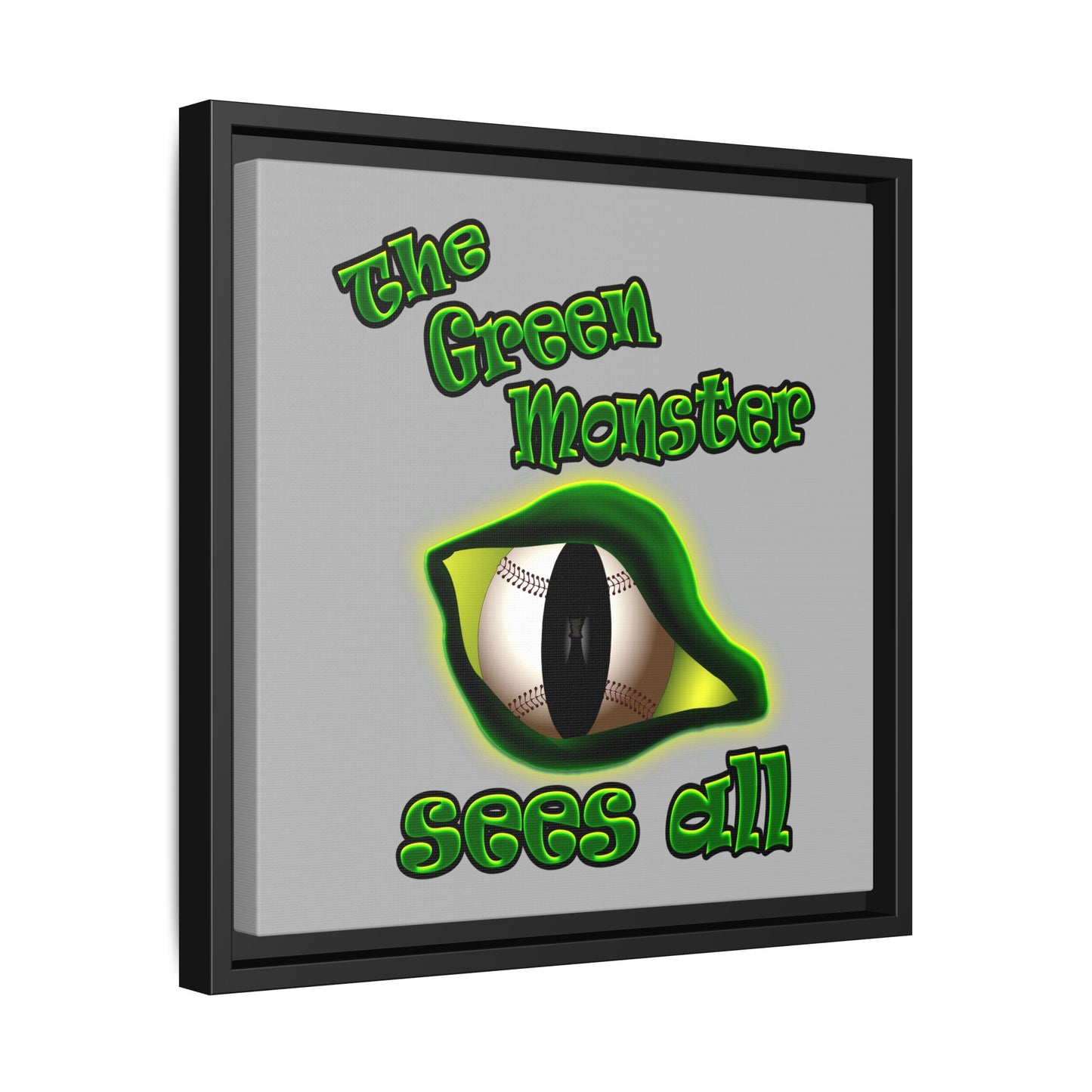 green monster - framed canvas art (light grey)