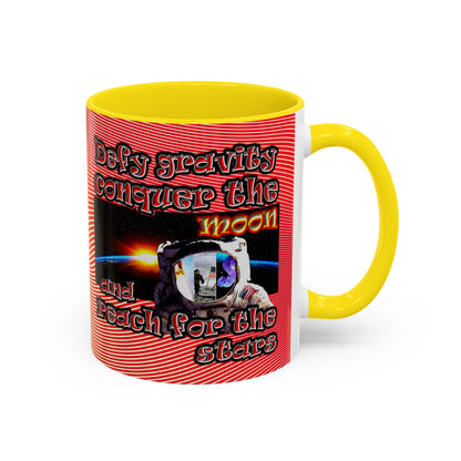 defy conquer reach - Accent Mug (yellow-orange wave)