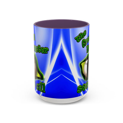 green monster - Accent Mug (blue-white wave)