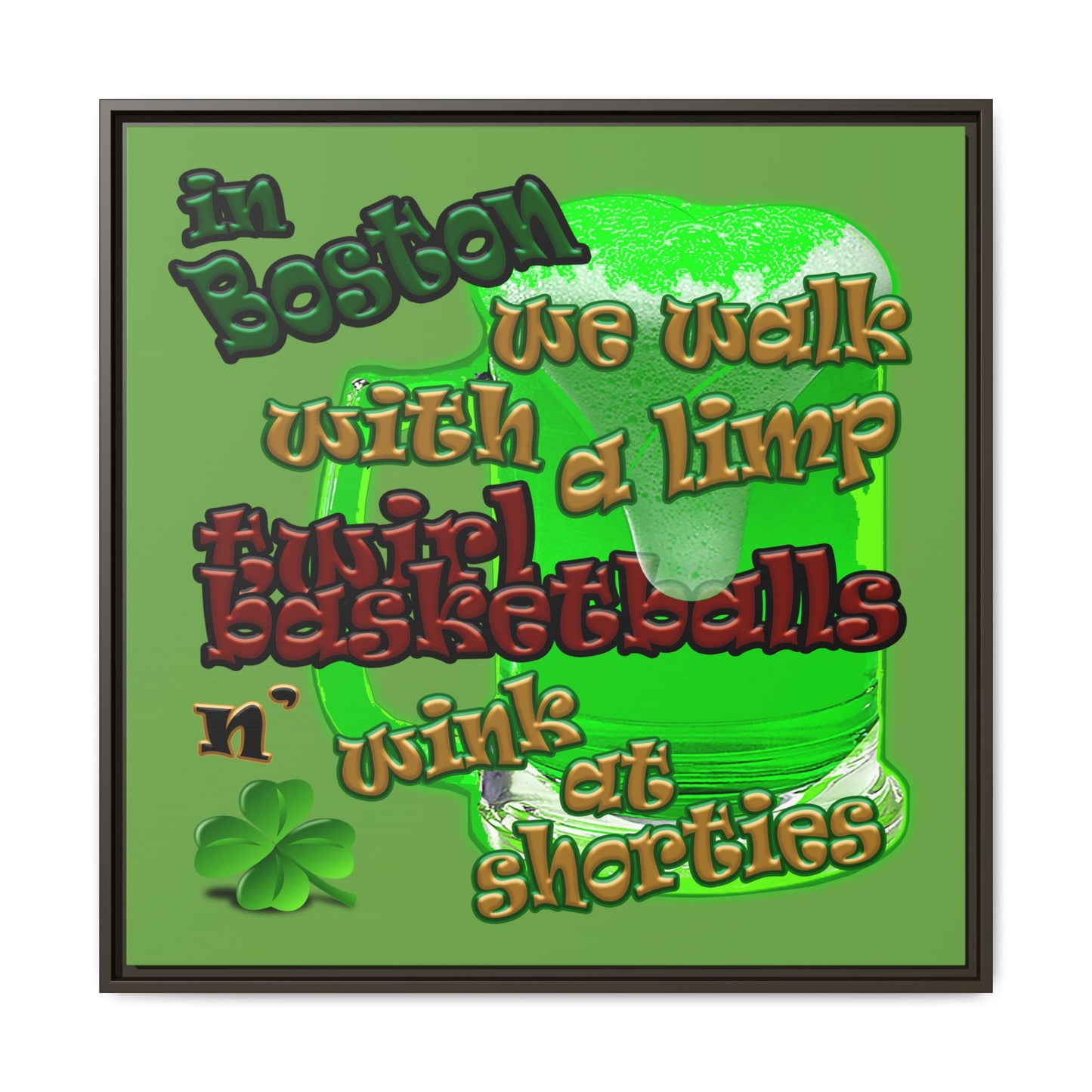 celtics logo - framed canvas art (green)