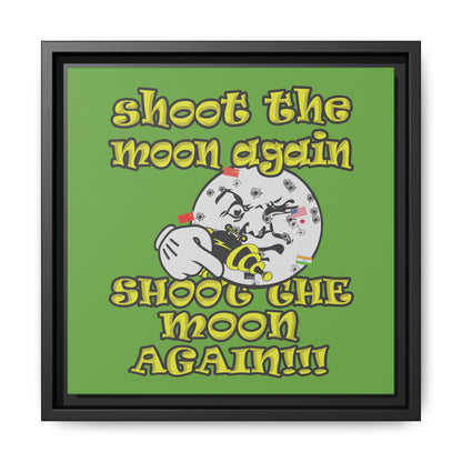 shoot the moon again - framed canvas art (green)