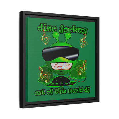 disc jockey - framed canvas art (dark green)