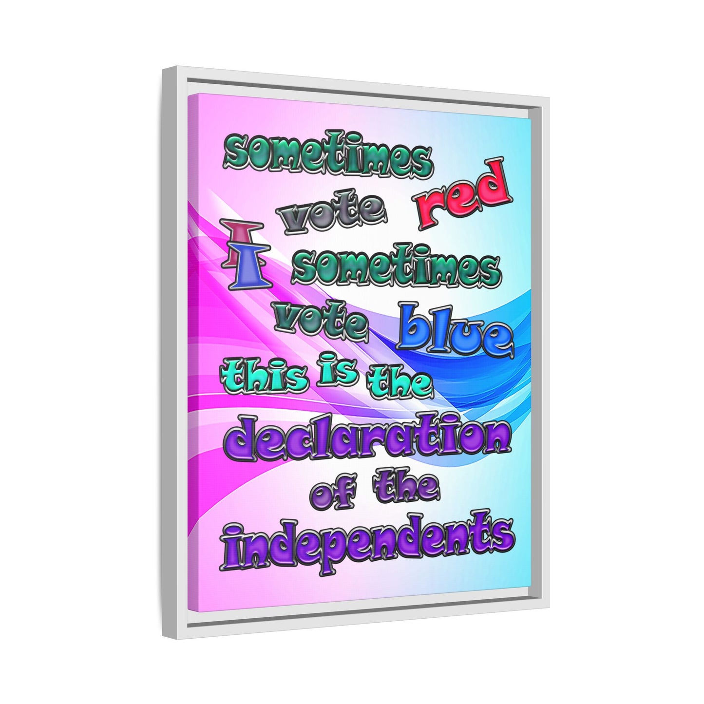 declaration of the independents - framed canvas art (light blue-pink wave)