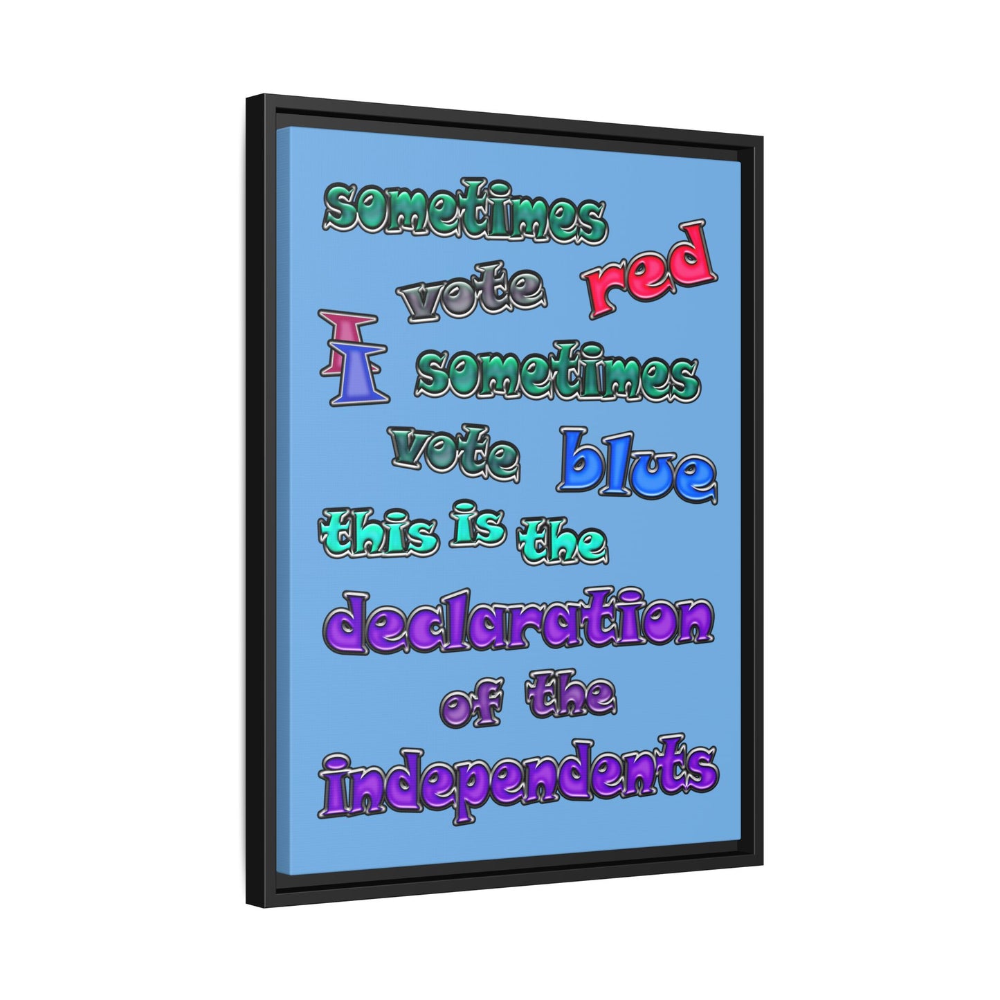 declaration of the independents - framed canvas art (light blue)