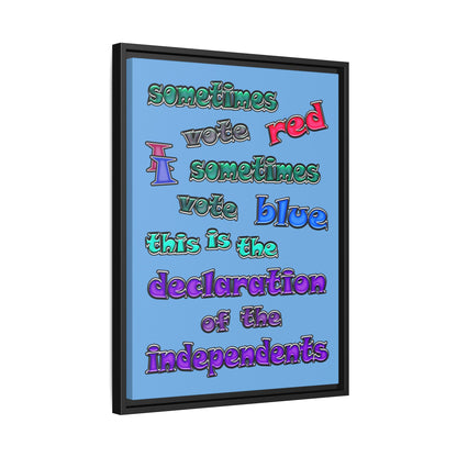 declaration of the independents - framed canvas art (light blue)
