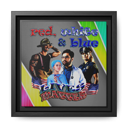 rw&b lives matter - framed canvas art (rainbow split)