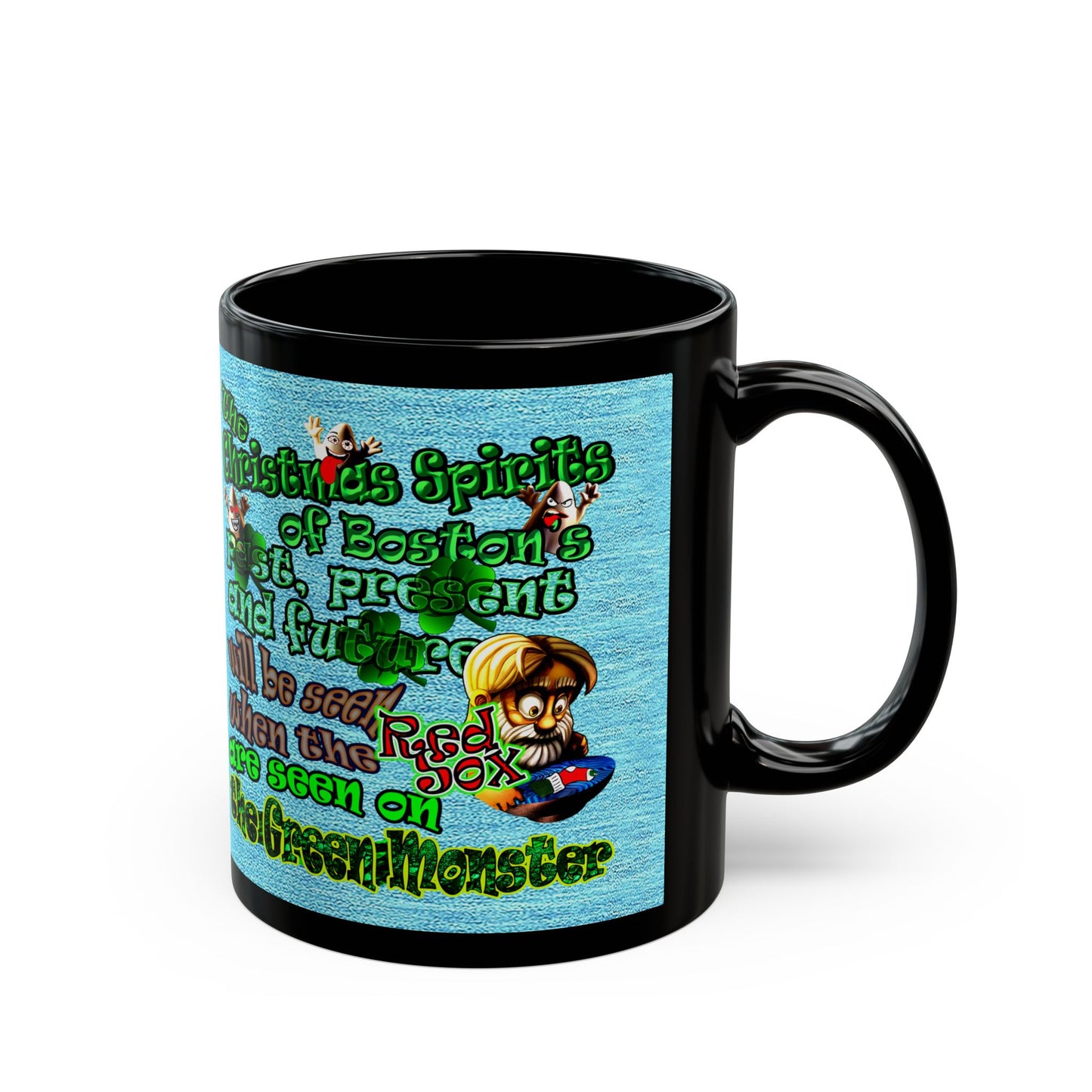 christmas spirits of boston - Black Mug (faded blue)